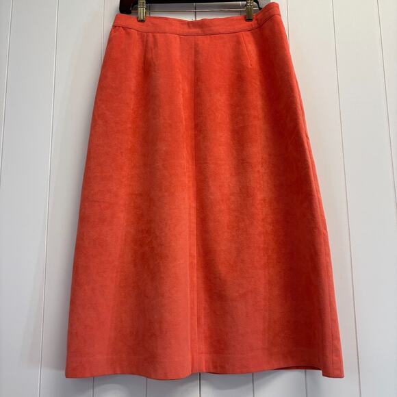 Vintage Samuel Robert Womens Faux Suede Secretary Straight Skirt Size L Coral - Picture 2 of 7